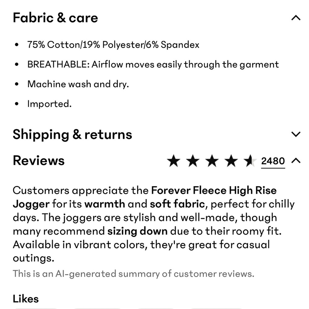 athleta forever fleece high rise jogger - Picture 5 of 7